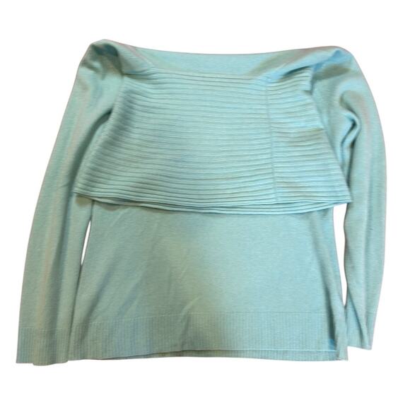 ANTONIO MELANI Light Turquoise Blue 100% Cashmere Cowl Neck Sweater Size LARGE - Picture 2 of 8